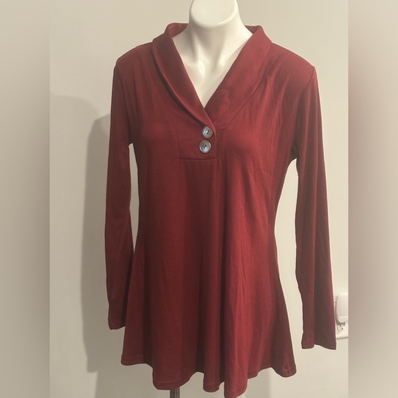 Ouncuty Tops - Maroon Women's Tunic with Button Details